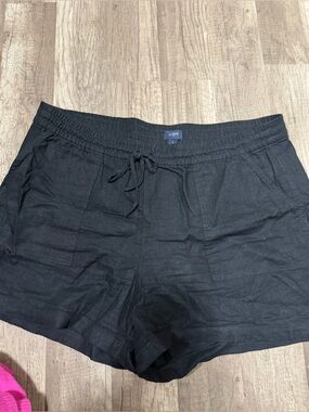 J. Crew Black Women’s Drawstring Linen-Blend Shorts